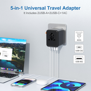Hot bán chúng tôi Châu Âu anh Ổ cắm điện chuyển đổi 2USB A + 2USB C du lịch quốc tế cắm Adapter ABS Chất liệu 10A Đánh giá hiện tại - Product Image 4