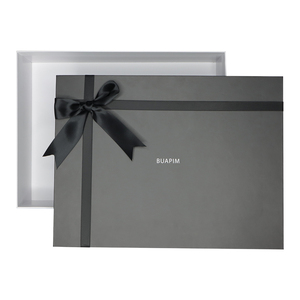 Tùy Chỉnh Màu Sắc In Logo Sang Trọng Màu Đen Nắp Và Cơ Sở Với Cổ Bao Bì Các Tông Ribbon Hộp Quà Tặng - Product Image 2