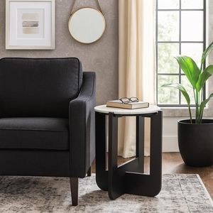 Tavolino moderno con piano in marmo e base a croce per l'arredamento di soggiorno o camera da letto - Product Image 4