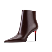 Bottines pour femmes en cuir de vache à bout pointu et talon fin pour l'automne/hiver