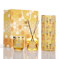 Flacon diffuseur de luxe de haute qualité en verre jaune vide, flacon diffuseur à bâtonnets rond de 100 ml avec boîte