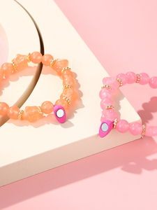 Venta al por mayor de color caramelo con cuentas BFF pulsera conjunto de 2 piezas pulsera de corazón magnético para amigos - Product Image 5