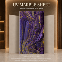Panneau mural en PVC de qualité supérieure MORLENX Purple Gold Flow Texture UV Marble Sheet pour projets d'aménagement intérieur de boutiques et d'hôtels