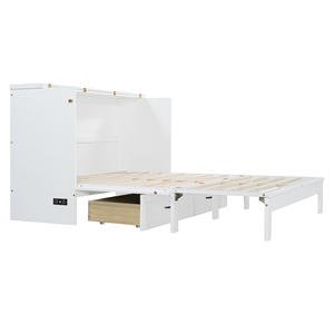 Queen Size Modern <b>Convertible</b> Murphy <b>Bed</b> with Adjustable Features Pine Wood Construction Large Drawers 5-Year Warranty - Product Image 4