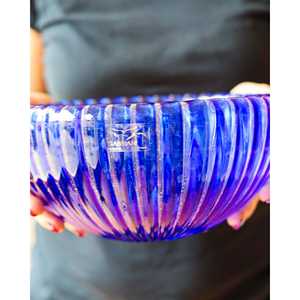 Bennyudine Gabbiani Classic Blue Striped <b>Blown</b> <b>Glass</b> Cup Vase Luxury Small Tall Cylinder Flower Dining Living Partys Desktop - Product Image 4