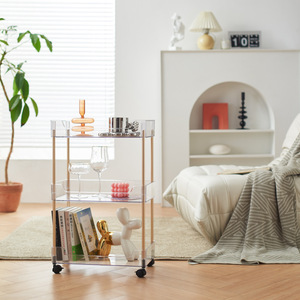 Transparent Multi Layer Narrow <b>Storage</b> Cart With Wheels <b>Kitchen</b> Bathroom Organizer 4 Tier Movable Rack - Product Image 3