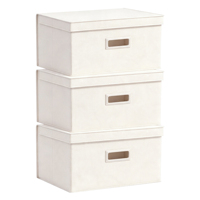 Boîte de rangement rectangulaire en tissu non tissé avec couvercle, bac de rangement pliable pour salon, armoire, étagère de chevet