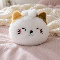Porte-clés en peluche en forme de chat à trois fleurs avec fonction anti-stress et doublure en maille