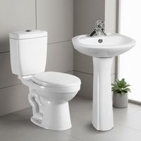 Ensemble WC moderne en céramique deux pièces allongé, à vidage en S, double chasse, auto-nettoyant, émaillé, à poser au sol, vente en gros