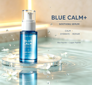 Blue Calm+ Soothing <b>Serum</b> 30ml Blue Peptide <b>Face</b> Moisturizer Private Label OEM - Product Image 1
