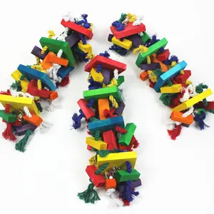 TMedium and Large <strong>Parrot</strong> <strong>Toys</strong> Bird Chew <strong>Toy</strong> Colored Beads Wooden Block Wooden Post Hemp Rope Gnaw Climbing <strong>Toy</strong> - Product Image 1