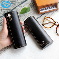 Étui à lunettes de luxe portable en cuir PU fait main, rigide, en métal, motif dessin animé pour enfants