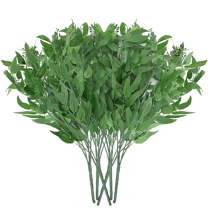 Artificielle Italienne Ruscus Verdure Plantes Tige Printemps Faux Arbuste Buisson Feuilles De Saule Guirlande Feuille Bouquet pour La Maison Fête De Mariage - Product Image 6