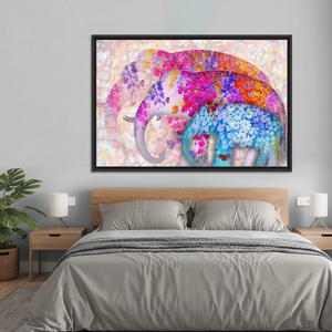 Personalized Floral Elephant Art Deco Panel <b>Canvas</b> Clear <b>Framed</b> Hanging Wall Decor - Product Image 3