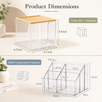 MIXWARES Boîte à mouchoirs en acrylique et ensemble d'organisateurs de maquillage transparents, étagère de bureau et de salle de bain pour la maison