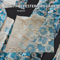 Tissus Jacquard Brocart 3D en Fil Teint Or, 100% Polyester, Haute Qualité, Tissé, Respirant, Personnalisable, Motif Fleur, pour Rideaux et Sacs