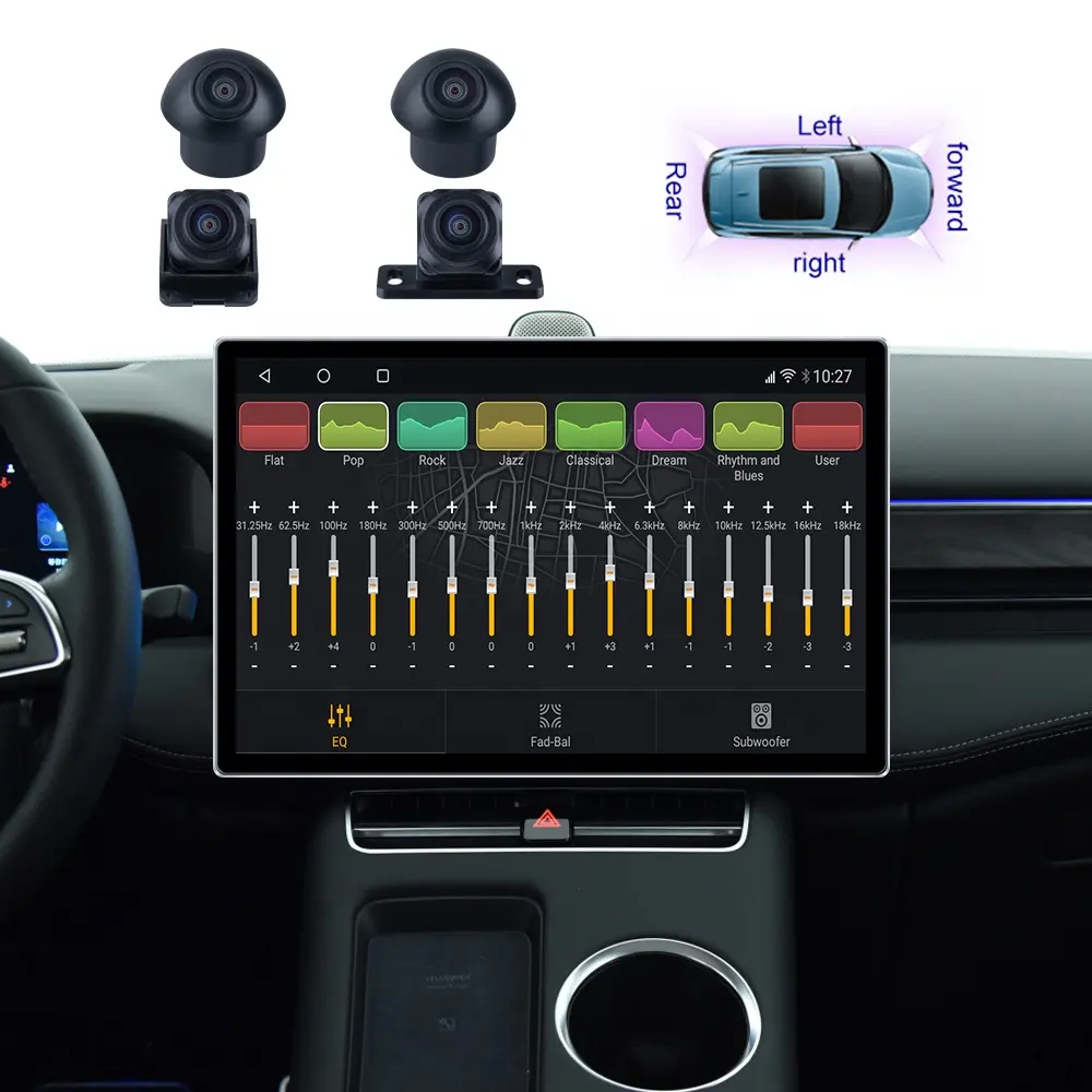 Navegador GPS universal para carros, estéreo 2Din Android Carplay com câmera panorâmica 360°, rádio autoradio 12 polegadas Ram 4GB Rom 64GB 4G