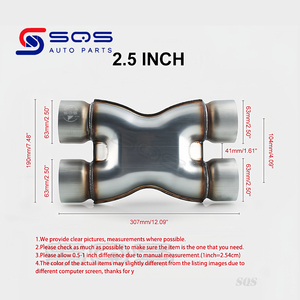 SQS, punta de escape personalizada de fábrica de alta calidad, tubo X, Conector de adaptador de escape doble de acero inoxidable 201, <span class=keywords><strong>precio</strong></span> de fábrica - Product Image 2