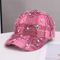 Casquette de baseball en tissu moelleux, style mode, avec décorations métalliques, chapeau élégant européen pour adulte, pour mariages et événements, en stock, vente en gros