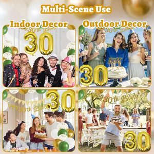 Kit <span class=keywords><strong>de</strong></span> decoraciones <span class=keywords><strong>de</strong></span> <span class=keywords><strong>cumpleaños</strong></span> <span class=keywords><strong>30</strong></span> con <span class=keywords><strong>30</strong></span> números <span class=keywords><strong>de</strong></span> globos Topper <span class=keywords><strong>de</strong></span> <span class=keywords><strong>pastel</strong></span> feliz <span class=keywords><strong>30</strong></span> globos dorados blancos verdes salvia <span class=keywords><strong>para</strong></span> hombres y mujeres - Product Image 4