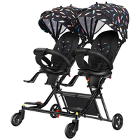 Poussettes jumelles légères à vue dégagée, six roues, pliables, doubles, pour enfants, peuvent être séparées pour s'asseoir et se coucher