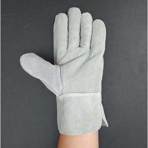 Two Layer Cowhide Welding <b>Gloves</b> Heat Insulating High Temperature Resistant Short Leather For Welding Industry TIG Electric Gas - Product Image 2
