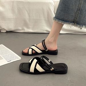 Summer Versatile Roman slippers Women French fairy Style <b>Flat</b> Temperament Dress Matching All Match Casual <b>Sandals</b> - Product Image 4