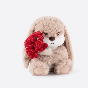 Peluche Personalizzato di Tendenza per San Valentino, <span class=keywords><strong>Coniglio</strong></span> Arrabbiato con Rosa, Giocattoli Morbidi e Peluche per San Valentino - Product Image 2