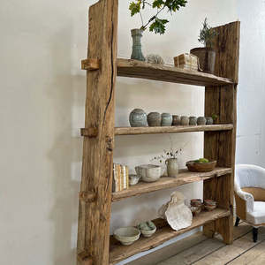 Stylish Home <b>Storage</b> Solutions Large Rustic Salvaged Shelving <b>Unit</b> Handcrafted 100-Year-Old Reclaimed Pine Floor Type 5-Layer - Product Image 1