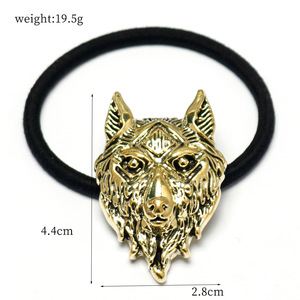 Élastique à cheveux rétro avec tête de loup et d'ours, bandeau réglable à motif animal pour femmes - Product Image 4