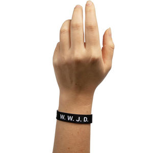 Pulsera elástica personalizada WWJD Jesús pulsera lo que haría inspirador religioso cristiano reversible pulsera elástica - Product Image 4