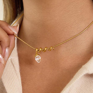 Collar ERESI HOT de Acero Inoxidable Chapado en Oro de 18k, Joyería NUEVA, Estilo Bohemio, Exquisito, con Tornillos, Diseño Único, con Circonita en Forma de Lágrima - Product Image 1