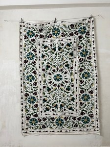 Handmade Suzani Bedspread Embroidered Table <b>Runner</b> <b>Bed</b> Cover Colorful Wall Hanging Bohemian Decor - Product Image 6