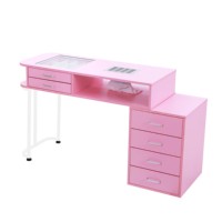 Mesa de Manicura de Gran Venta en Rosa para Salón de Belleza Estación de Spa con Cajones Escritorio para Tienda de Uñas Tocador