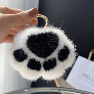 Portachiavi in Finta Pelliccia a Forma di <span class=keywords><strong>Zampa</strong></span> d'Orso, Ciondolo per Auto e Borse, Design Lussuoso e Kawaii, Morbido Peluche a Forma di <span class=keywords><strong>Zampa</strong></span> di Tigre o Gatto - Product Image 5