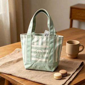 Bolsa de Compras de Lona con Diseño de Rayas, Ecológica, de Moda, Edición 2026, Estilo Informal - Product Image 1