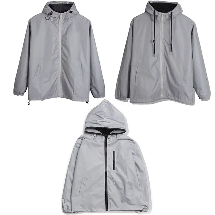 Bán Buôn Tùy Chỉnh In Thời Trang Nam 100% Polyester Trọng Lượng Nhẹ Không Thấm Nước Wind Breaker Áo Khoác Phản Quang Ngoài Trời