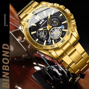 นาฬิกาควอตซ์ BINBOND B4750 รุ่นหรูสำหรับผู้ชาย เรืองแสง สามหน้าปัด หกเข็ม สายตกแต่ง ตัวเรือนเหล็ก พร้อมส่งฟรี - Product Image 4