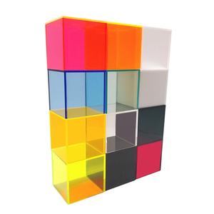 맞춤형 4x4x3 "다채로운 아크릴 디스플레이 사각 상자 이동식 뚜껑 Lucite 큐브 스탠드 케이스 Led 장식 보석 작은 항목 - Product Image 2