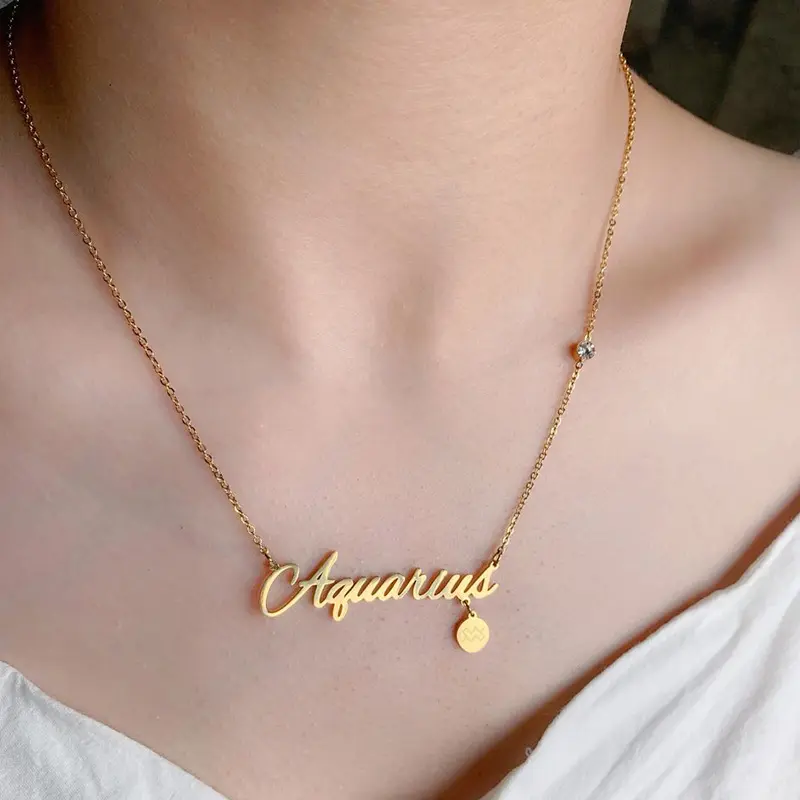 2022 Wholesale Price 18K Real Gold Plated Tarnish Free Titanium Steel Custom Star Sign Letter Necklace