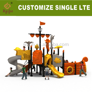 Ensemble de terrain de jeu extérieur BaiHe avec pont de corde de glissière de bateau pirate pour enfants en plastique durable pour les arrière-cours - Product Image 2