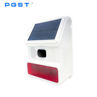 PGST PE-523 Alarm Kebakaran Portabel Luar Ruangan ABS dengan Lampu Kedip 110dB, Siren, Sensor Gerak, Tenaga Surya 5V, GPRS Tuya Smart 433MHz Jangkauan 100m