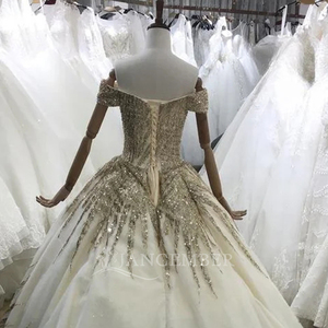 Jancember BH50 Vestido de noche de mujer con lentejuelas de lujo y encaje dorado - Product Image 5