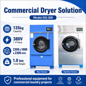 Séchoir industriel à tambour GQ-300, capacité 135 kg, chauffage 65 kW, moteur 3 kW, 33 tr/min, 380 V, triphasé, vapeur 0,4-0,6 MPa - Product Image 2