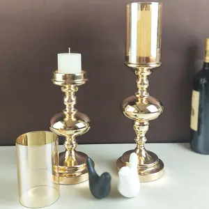 Juego de candelabros modernos de cristal de lujo para mesa de comedor, centros de mesa, decoraciones de boda, portavelas de Acción de Gracias