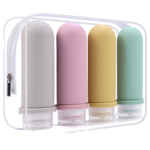 Juego de Botellas de Viaje de Silicona Portátiles de 60 ml con Bolsa de Aseo de PVC, a Prueba de Fugas, Recargables, con Logotipo Personalizado - Product Image 1