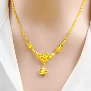 Kalung liontin ukiran baru perhiasan rantai kasual wanita berlapis emas 24K liontin berbentuk kacang emas <span class=keywords><strong>Dubai</strong></span> - Product Image 5