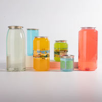 En stock Vente en gros 250ml 330ml 500ml 550ml 650ml Canette de soda transparente en plastique PET pour boissons Pot de soda transparent personnalisé