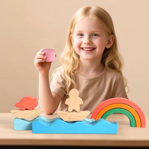 Wooden Creative Animal <b>Shape</b> Cognition Colorful Building <b>Blocks</b> Set Montessori Children Educational Learning Toy for Unisex Kids - Product Image 2