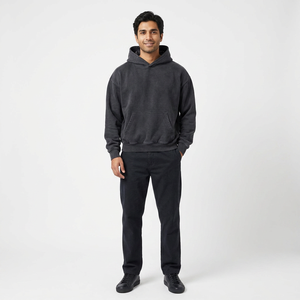 À la mode 600 gsm pull à capuche hommes lourd en détresse gros sweats à capuche surdimensionné pierre vintage lavé sweats à capuche blanc - Product Image 1